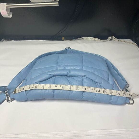 STYLISM Denmark Sheepskin Oversized Puffy Quilted Light Blue Crossbody Bag NWOT - Picture 9 of 11